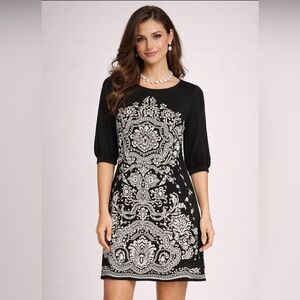 PAPILLON 🇨🇦 Dress Size Small Boat Neck 3/4 Sleeves